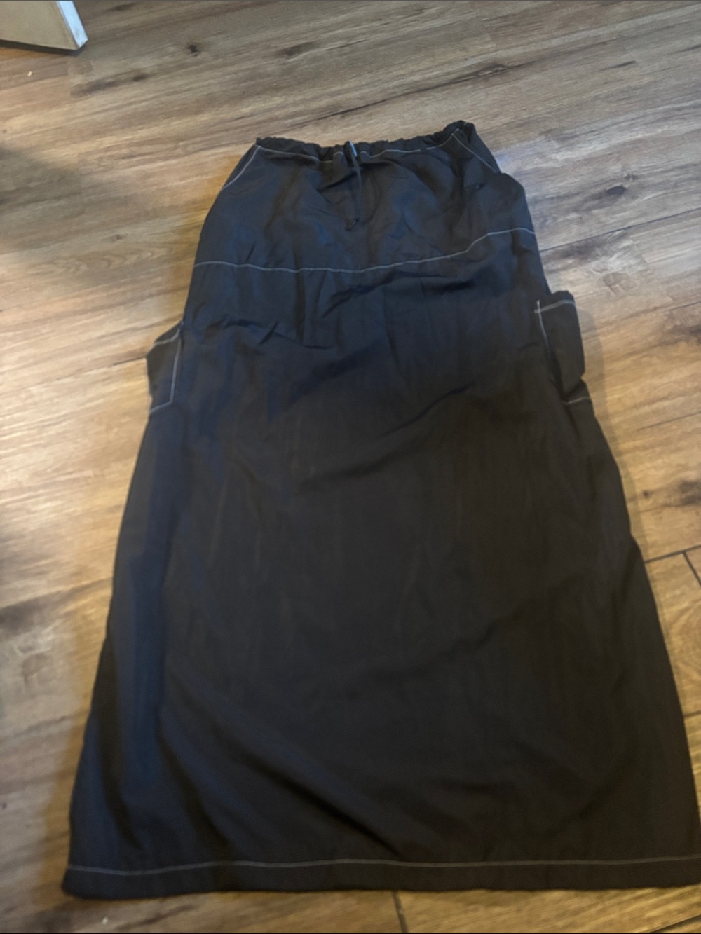Women’s Black Maxi Skirt with Contrast Stitching